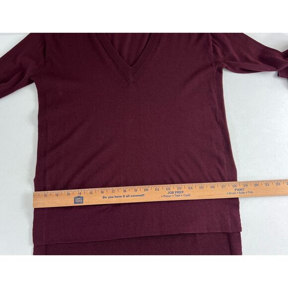 J Crew Women's Merino Wool V-Neck Sweater Drawstring Sleeves Cabernet Size XS - Picture 9 of 12